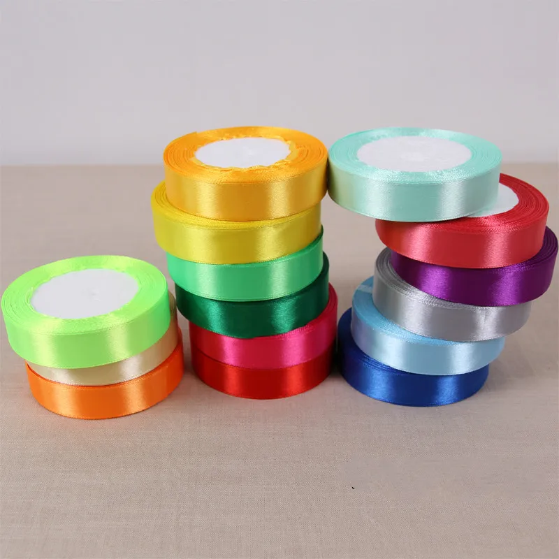25 ярдов атласная лента 20 мм шелковая односторонняя для свадьбы украшения