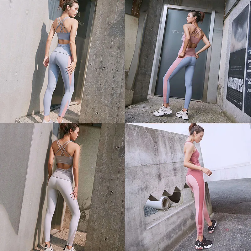 Женский комплект для йоги из 2 предметов фитнеса тренажерного зала спортивный