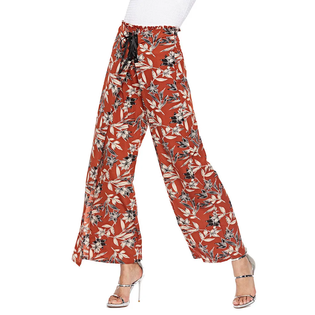 Женские брюки с цветочным принтом и завышенной талией|Брюки| |