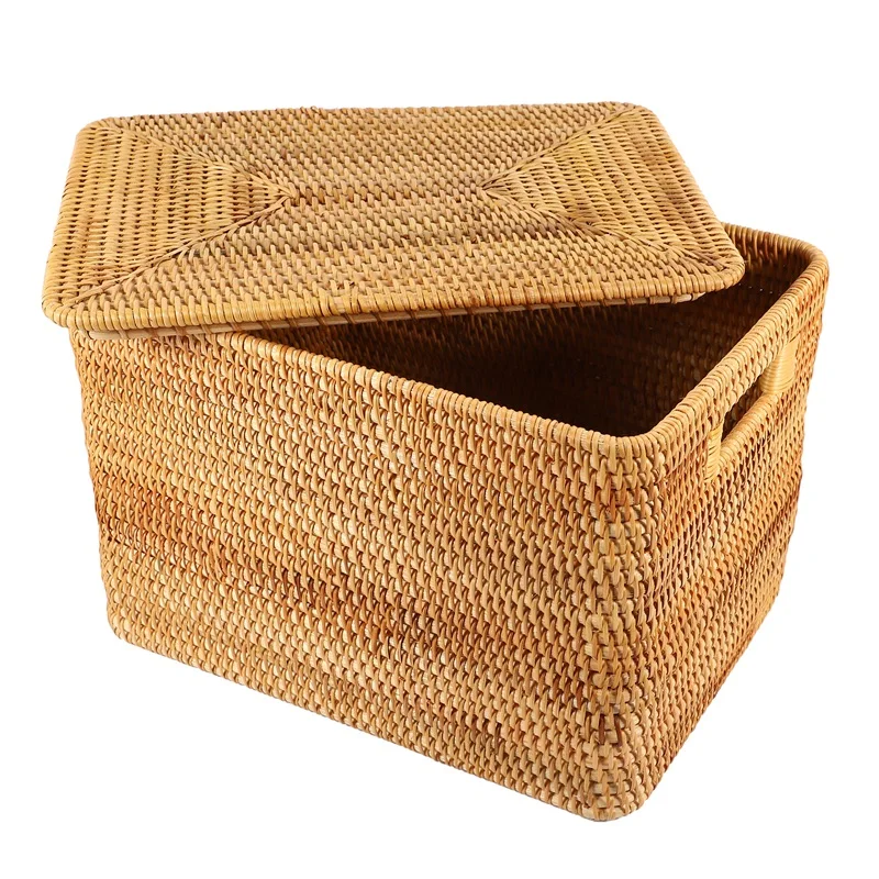 

Laundry Basket Rattan Woven Storage Basket Handmade Large Capacity Portable Clothing Storage Box Household,36X26X24cm