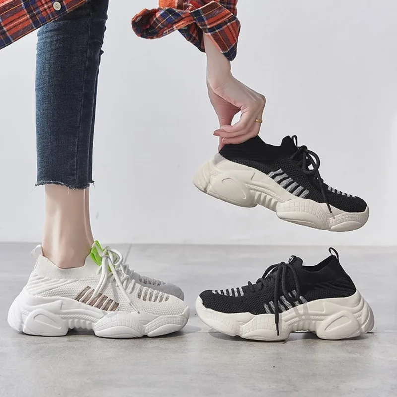 2020 весенние женские кроссовки на платформе INS модная повседневная обувь шнуровке