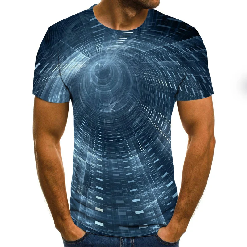 Мужская футболка с 3D-принтом Three-di vortex Повседневная летняя круглым вырезом и