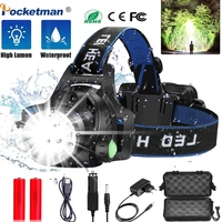 most bright led headlamp l2t6 waterproof headlight head torch flashlight head lamp light by 18650 battery for fishing hunting
