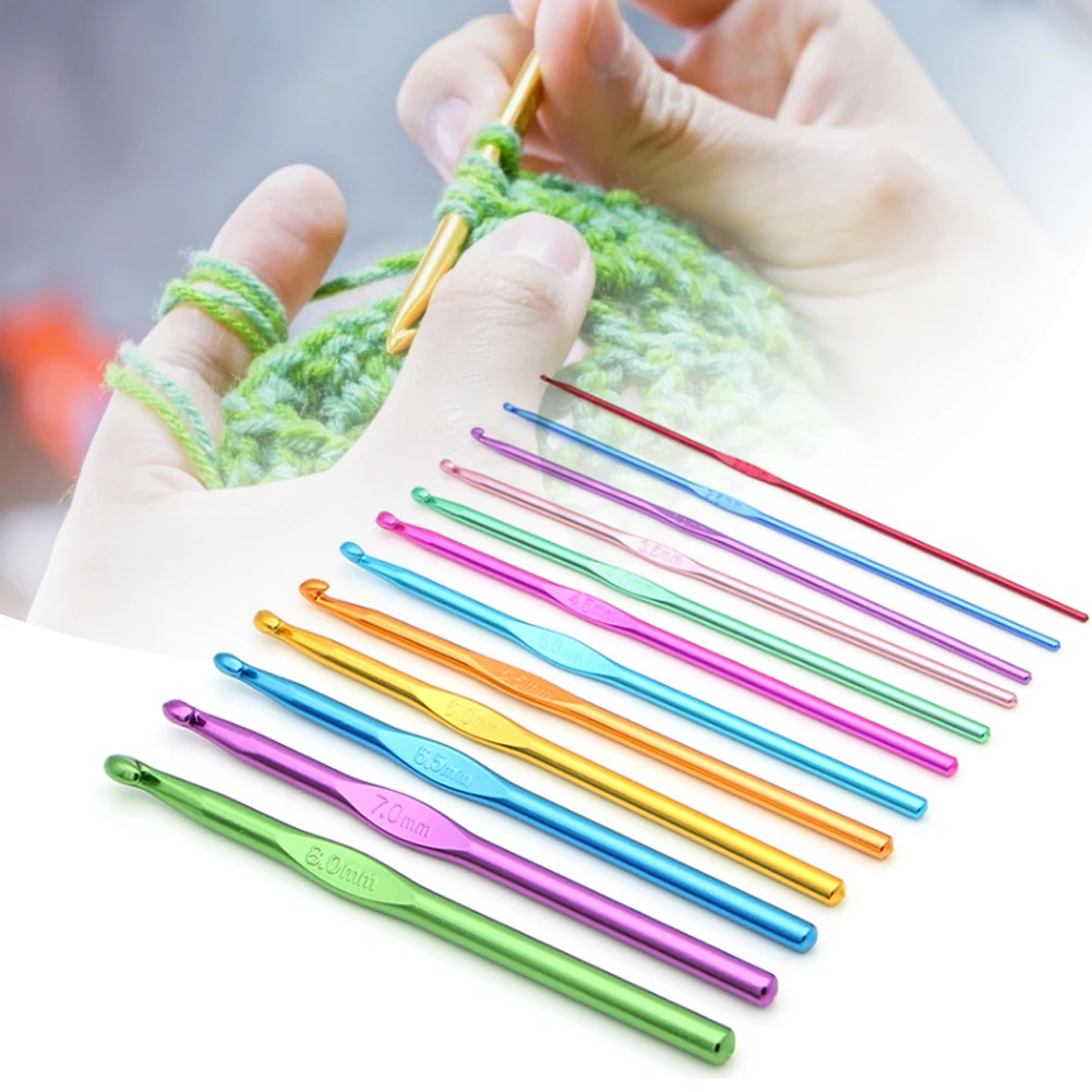 

14Pcs Metal Handle Crochet Needles Stainless Steel Crochet Hooks Set for Knitting Needles Weave DIY Sewing Needles Tool