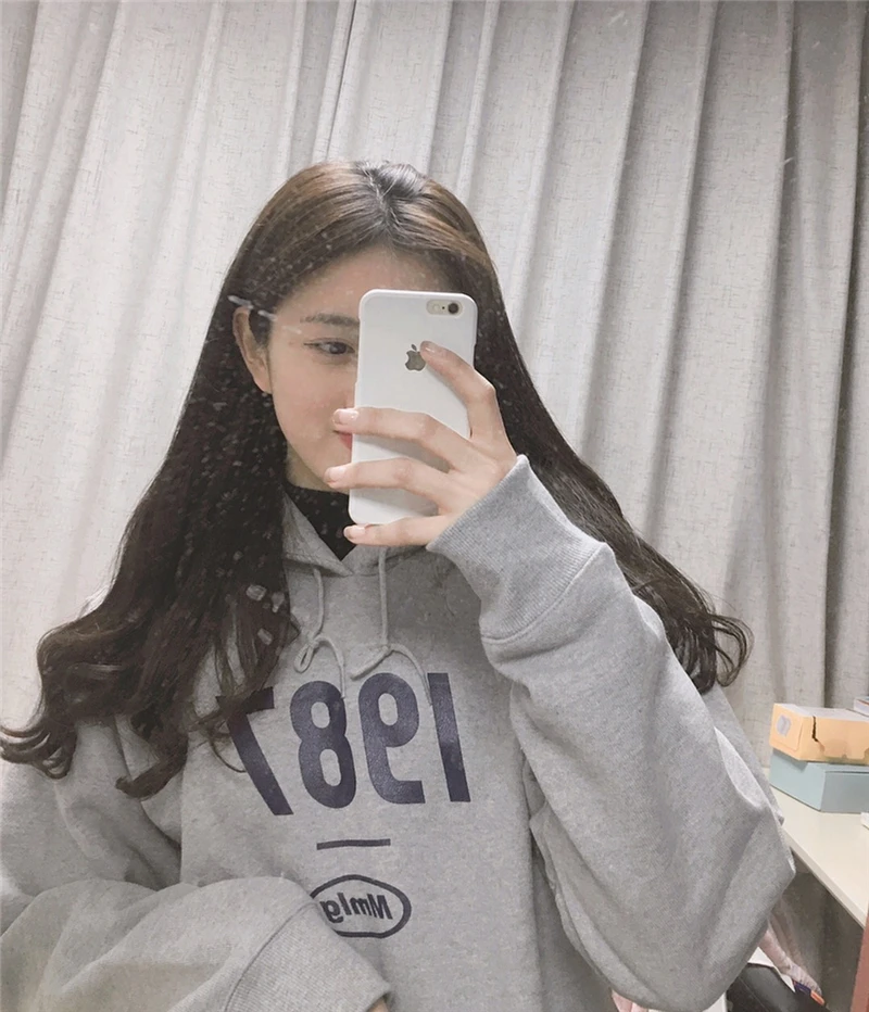

Hoodies Women Man Harajuku Plus Velvet All-match Letter Printed Womens Sweatshirts Long Sleeve Hooded Korean Style Ladies 2021