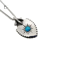 316l stainless steel eagle claw shield necklace indian style blue stone sun eagle pendant necklace jewelry blkn0434