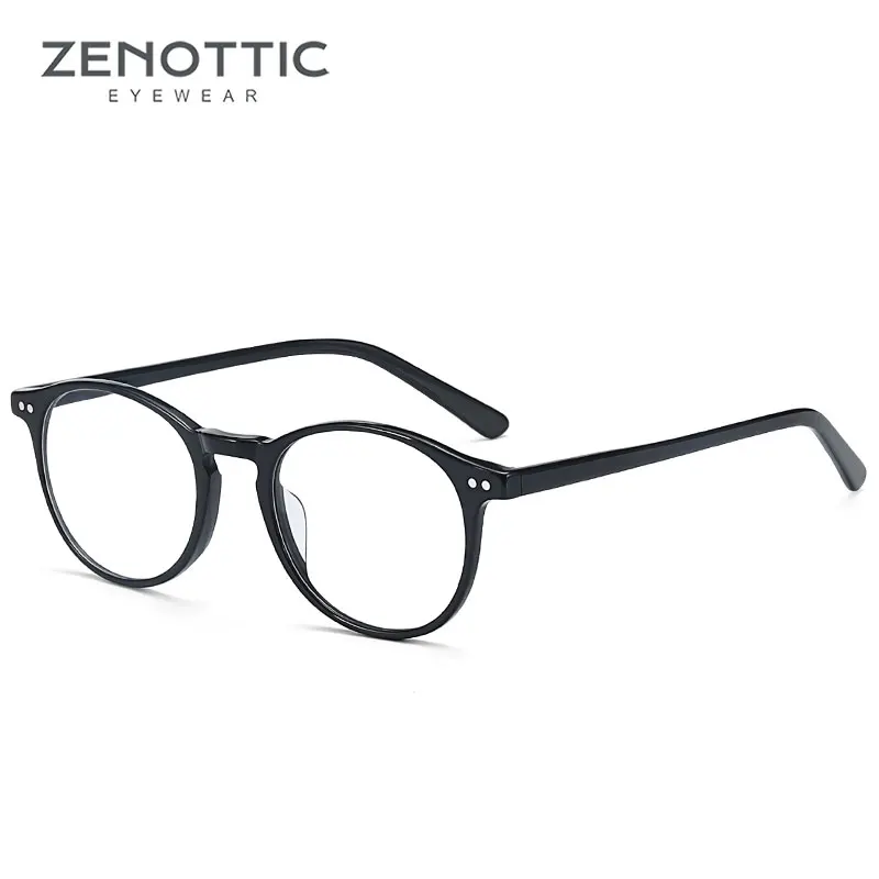 Очки ZENOTTIC из ацетата в стиле ретро, оправа для женщин и мужчин, круглый светильник, модные дизайнерские очки по рецепту, мужские очки BT3025 - Цвет оправы: 003