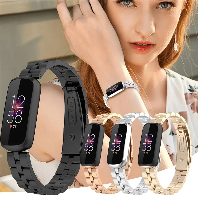 

Stainless steel Strap For Fitbit Luxe Smart Bracelet Metal Three-bead Wristband Correa Watchband for fitbit luxe special edition
