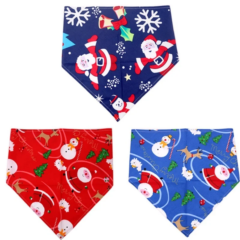 

Dog Bandanas Elk Printed Pet Scarf for Dog Christmas Plaid Washable Bow Ties Collar Cat Dogs Scarf Small Dog Accessories