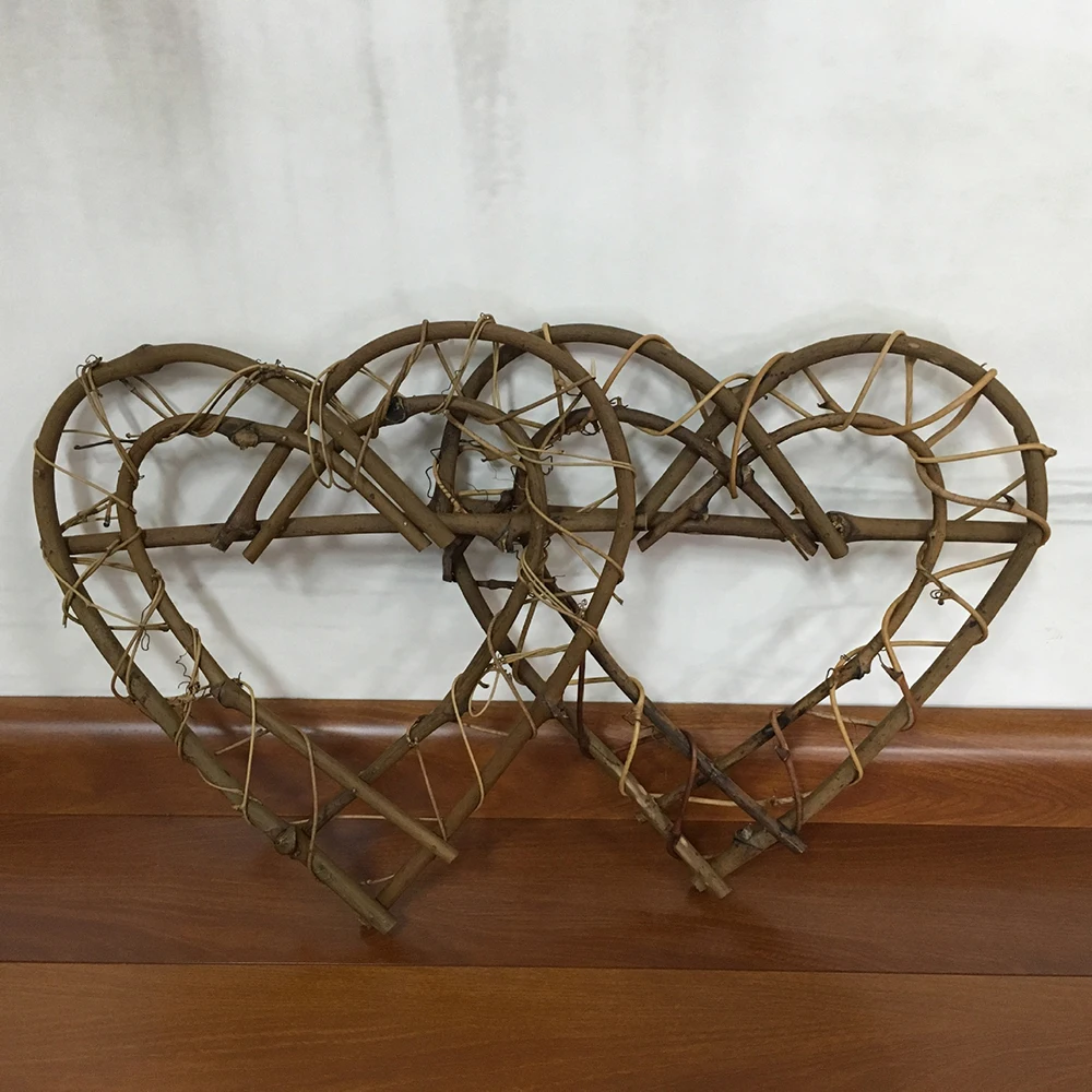 Сушеный венок из ротанга в форме сердца свадебный Рождественское украшение для