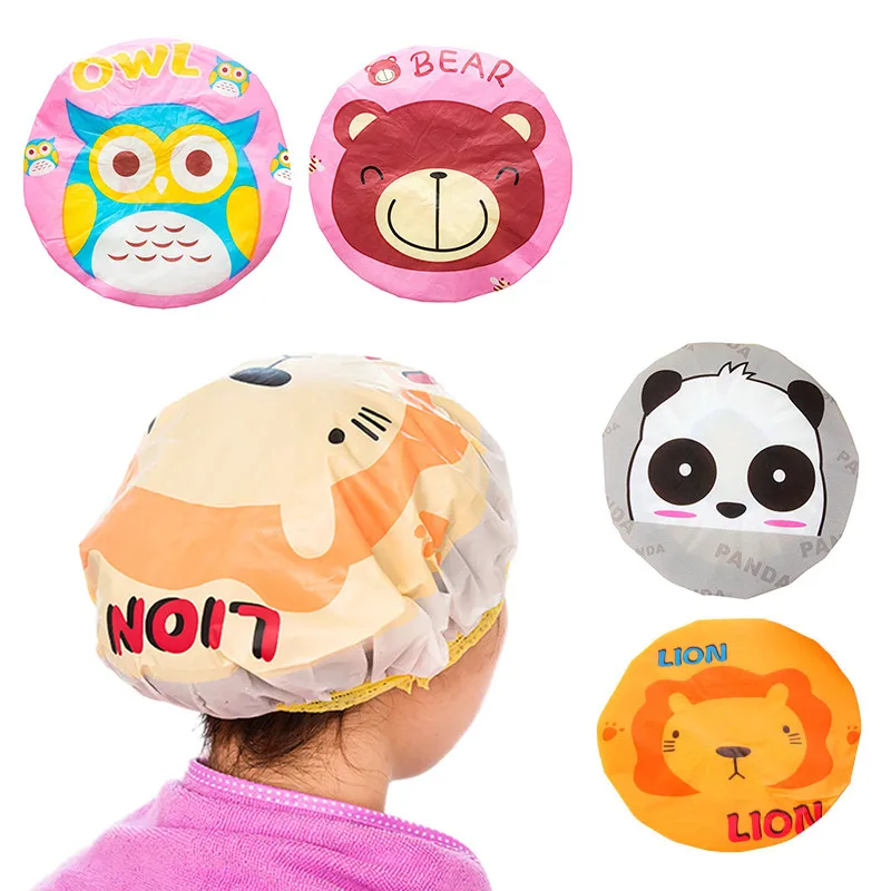 Мультяшные животные детская шапочка для душа волос многоразовая из ПВХ товары