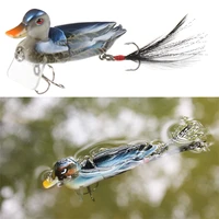 1pc 3d lifelike duck shaped lures with sharp hook tassel tail bass floating bait multi jointed swimbait topwater fishing tackle