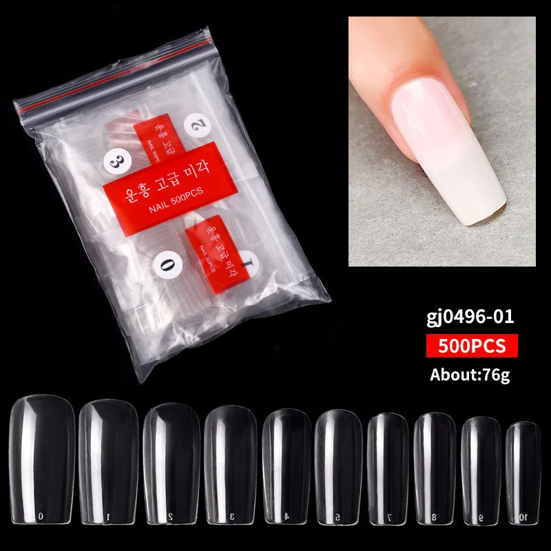 

New 500 Pcs False Nails Tips French All Pasted Ballet Fake Nails With Designs Deco Salon Nail Art Decoration Transparent Natural