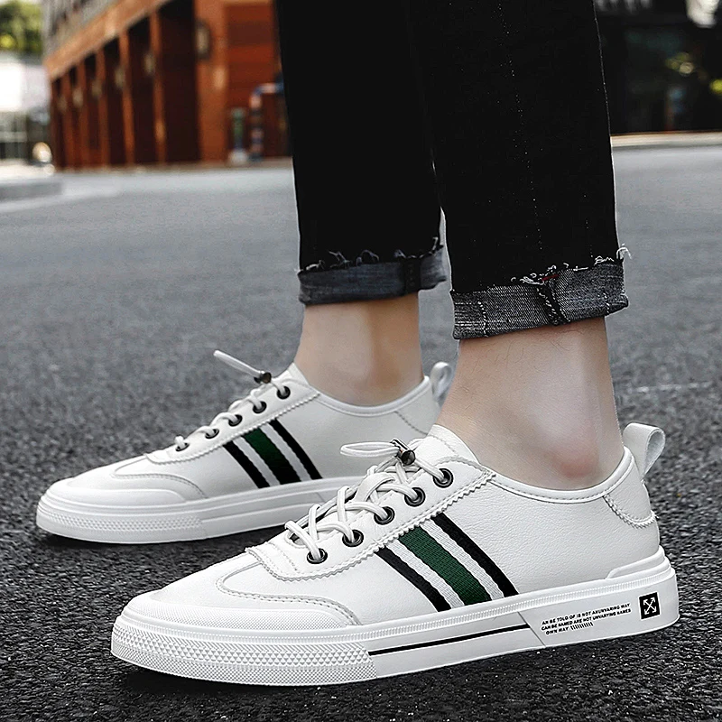 

FIXSYS 2021 Arrive Man Skateboard Shoes High Quality Striped Sneakers Leather Street Walking Shoes Lightweight Mens Sport Shoes