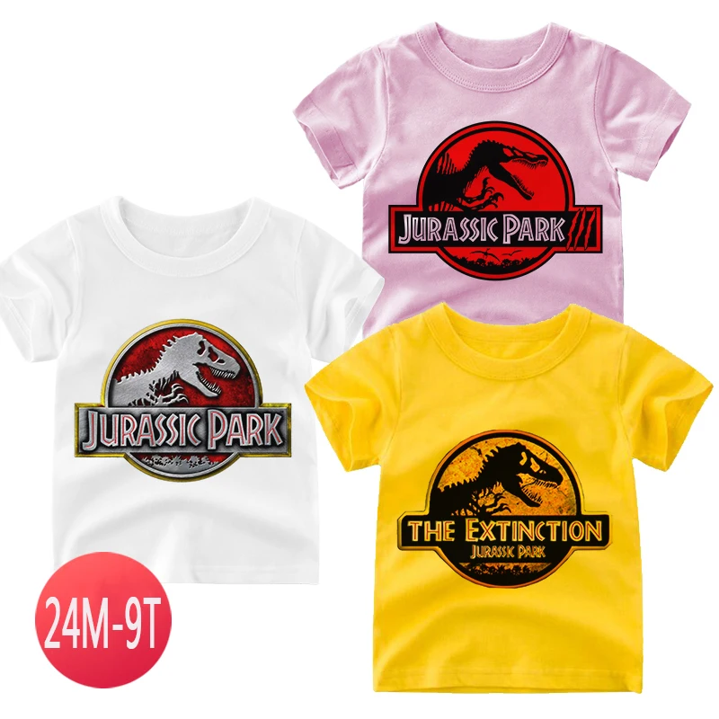 В стиле Парк Юрского периода для мальчиков Трехцветная детская майка с короткими