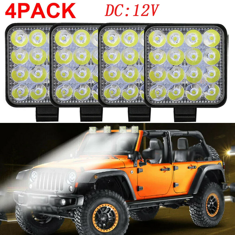 Shockproof LED Work light Replacement 48W DC12V 6000K 1000LM Flood beam Off-Road Shockproof LED Work light Replacement 48W DC12V 6000K 1000LM Flood beam Off-Road