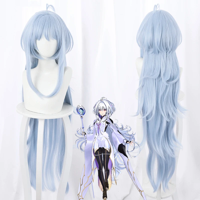 Game FGO Fate Grand Order Cosplay Wigs Prototype Merlin Cosplay Wig Synthetic Wig Blue Hairs Cosplay Accessory Anime Comic