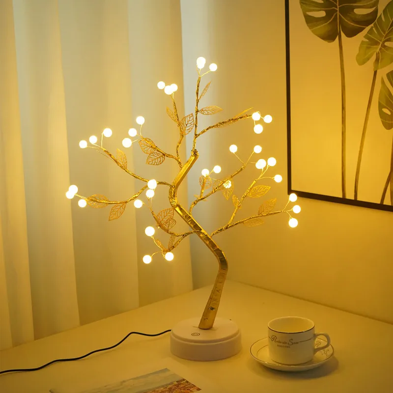 

Светодиодный сказочный ночник, лампа для рождественской елки с питанием от USB, прикроватный светильник для кабинета, декор для стола, бонсай...