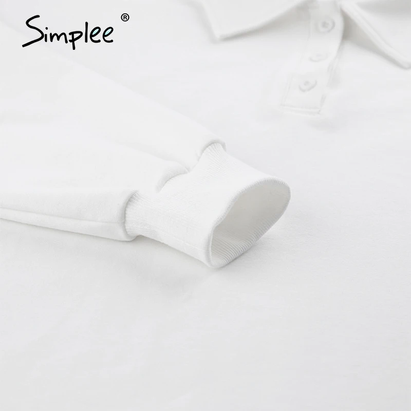 

Simplee Casual white button Hoodies loose long sleeve drop shoulder sleeve Hoodie High street style spring Autumn clothing 2020