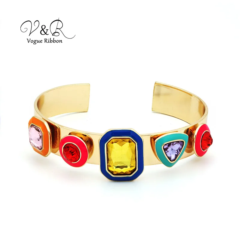 

Bracelet Bangle Set With Epoxy And Colorful Glass Stones 2019 New Trendy Fashion Jewelry For Women