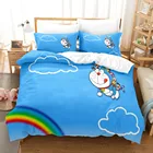 Комплект постельного белья Doraemon, одинарный, двойной, полноразмерный, Королевский, большой размер, аниме, Комплект постельного белья Doraemon Aldult, детская спальня, наборы чехлов для двоих, 3D Аниме 035