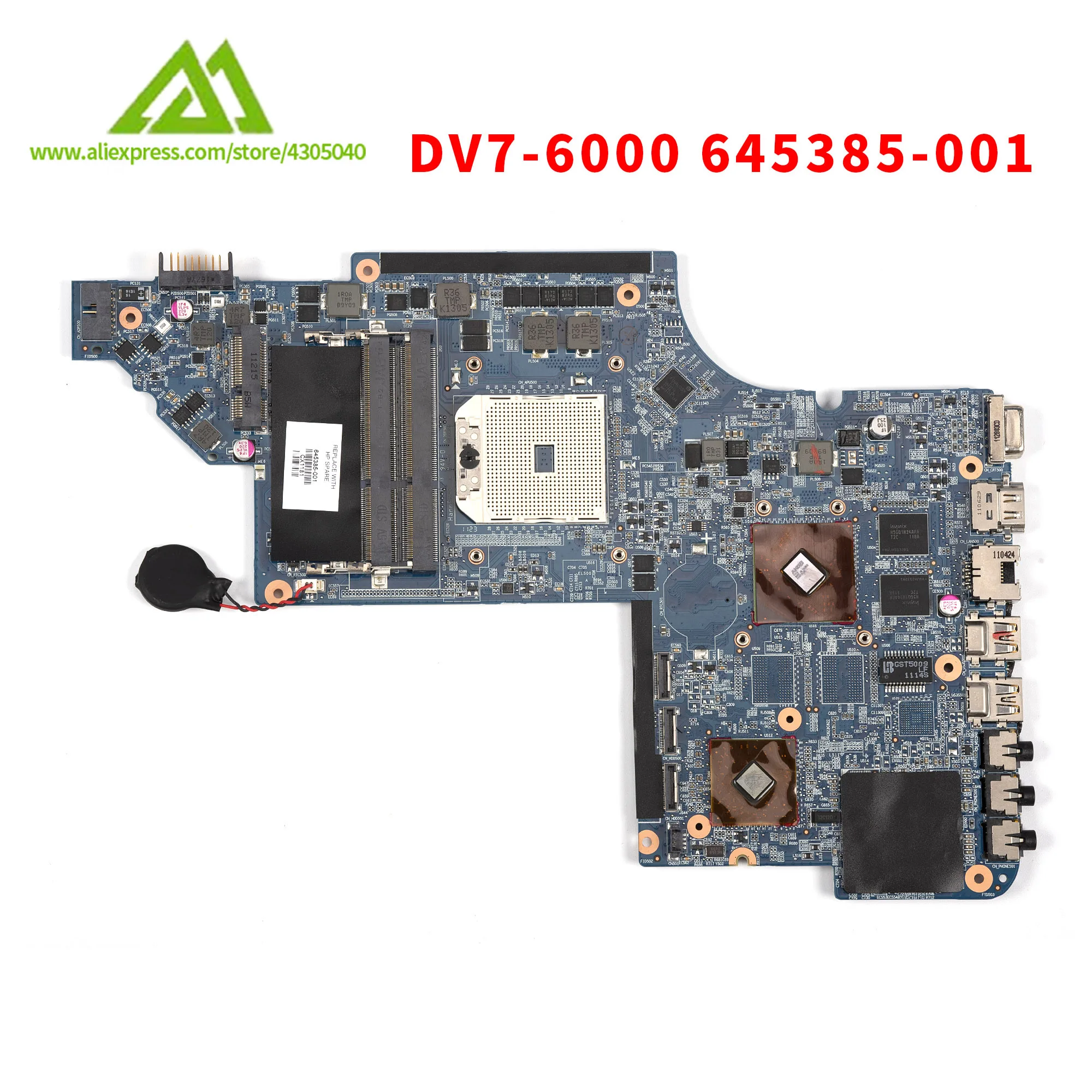 Laptop Motherboard For Hp Pavilion DV7-6000 Laptop Motherboard Socket fs1 645385-001 DDR3 ATI 6490