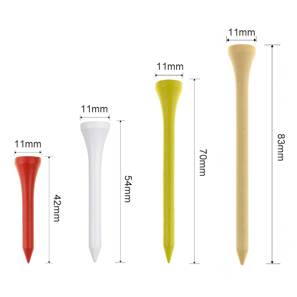100 Pieces 42 MM Colored Wooden Golf Tees Wood Accessories |