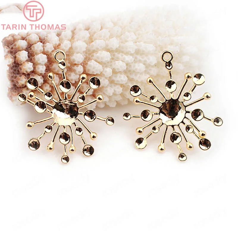 6шт 33*27мм Медные круглые горшки с солнечными оберегами, покрытые золотым цветом 24К, Подвески высокого качества для ювелирных изделий Diy, Аксессуары для поиска оптовой торговли.