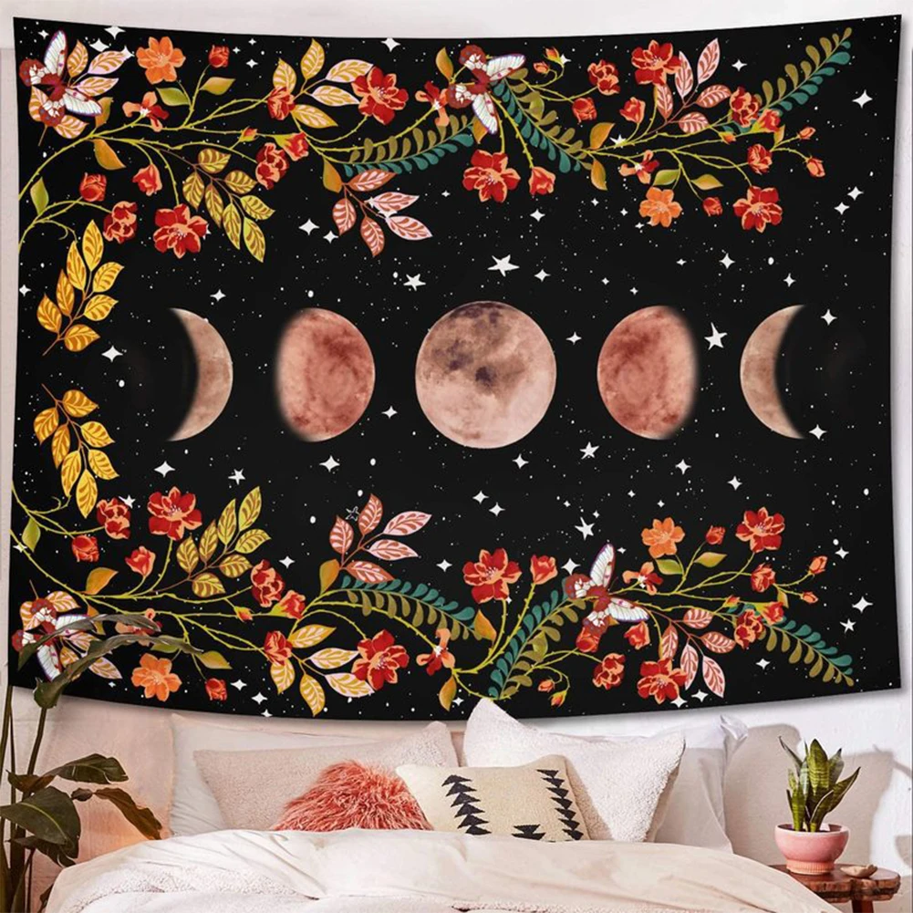 

Tapestry Flower Wall Decor Wall Hanging Decor Mandala Floral Starry Night Wall Hanging Tapestry Sun Moon Wall Decor Accessories