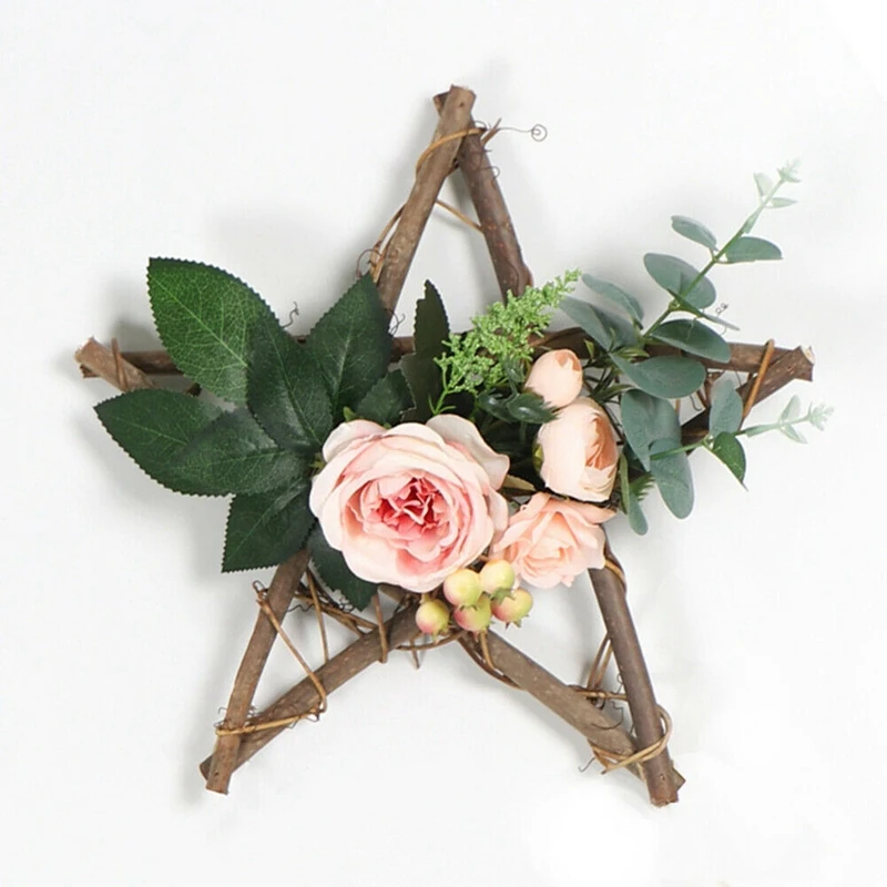 2X искусственные розы подвесной венок цветы гирлянда дверь из ротанга Свадебный