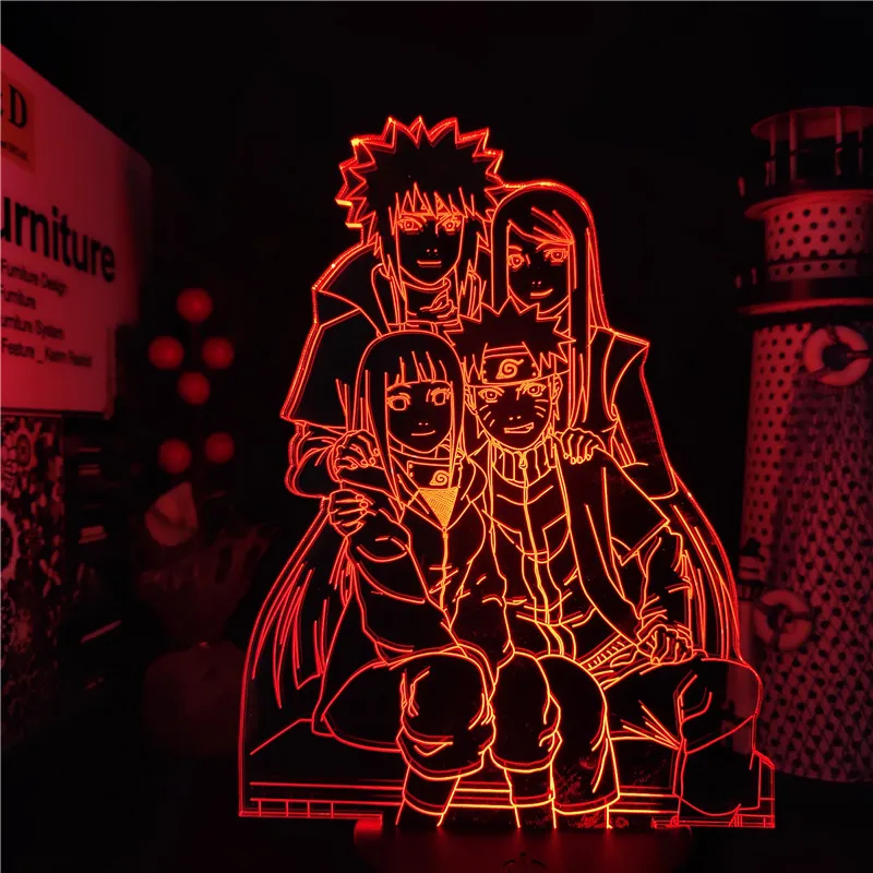 Ночник Bandai Naruto Kushina Hinata Minato 3D иллюзия ночники аниме светодиодный ная лампа