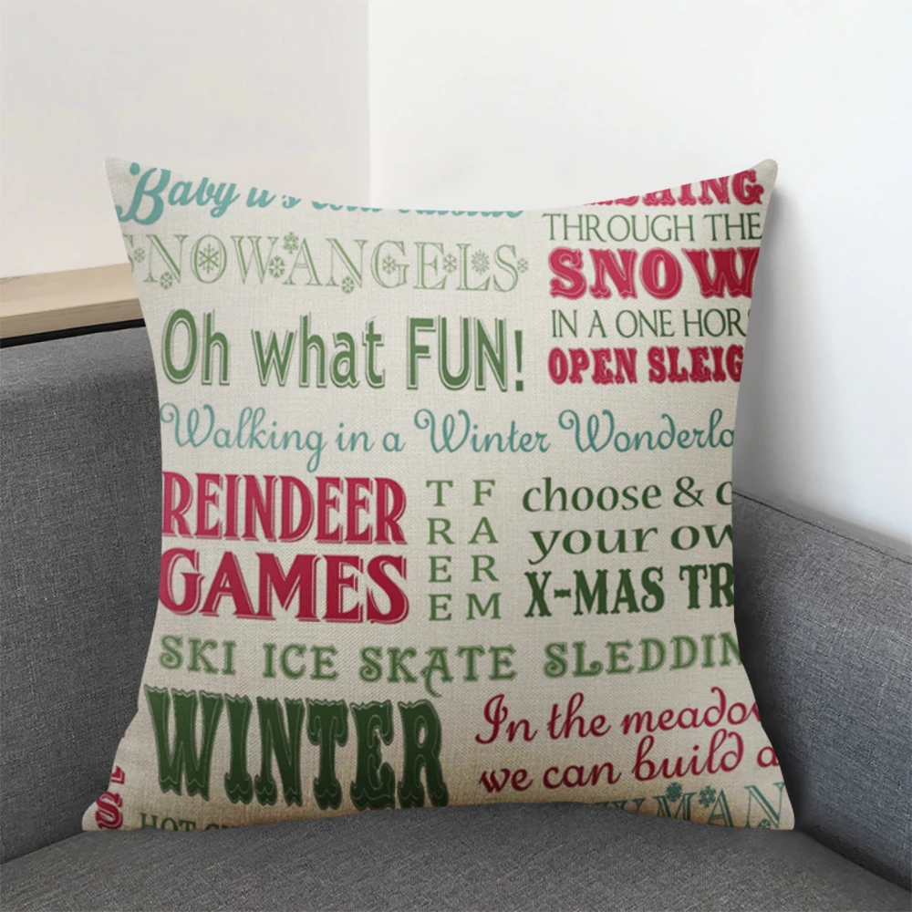 New Christmas Deer Gifts Cotton Linen Throw Pillow Cushion Cover Car Home Sofa Decorative Pillowcase 45x45cm | Дом и сад