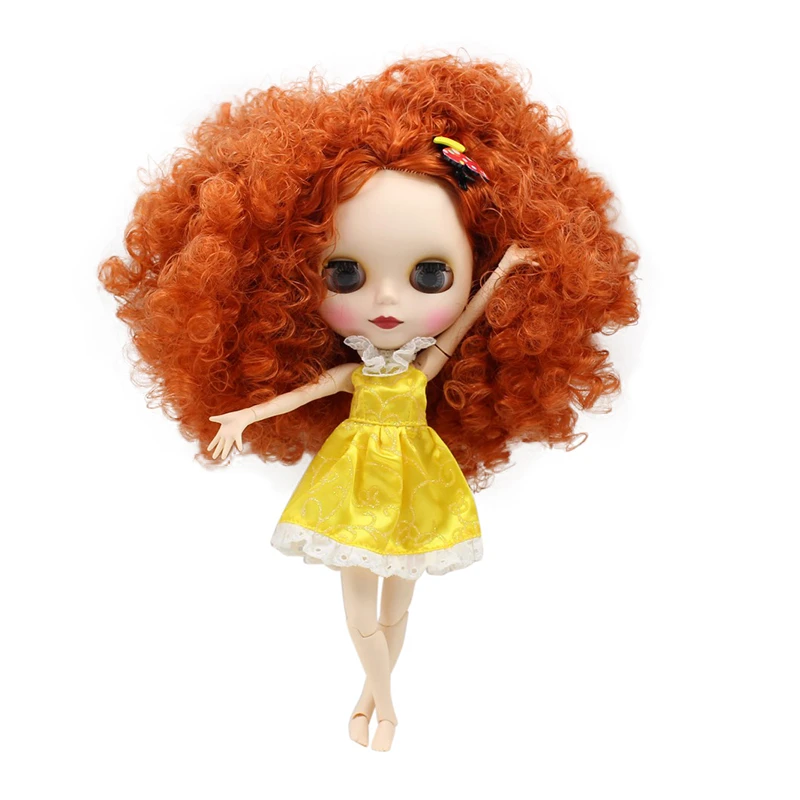 Ледяной DBS Blyth кукольные-коричные вьющиеся волосы шарнирное тело матовая лицевая