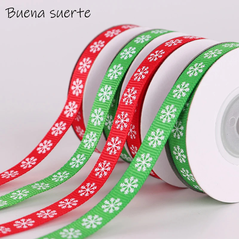 Новогодние 2 м/лот 3/8 ''(10 мм) бело-красный снег DIY Рождественский подарок принт