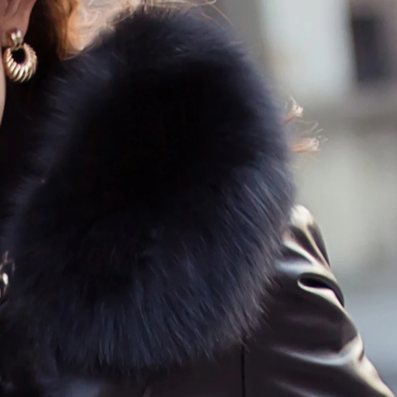 

Sheepskin Leather Jacket Natural Genuine Coats Women Thick Warm Wool Liner Winter Jackets Real Fox Fur Collar Overcoat s