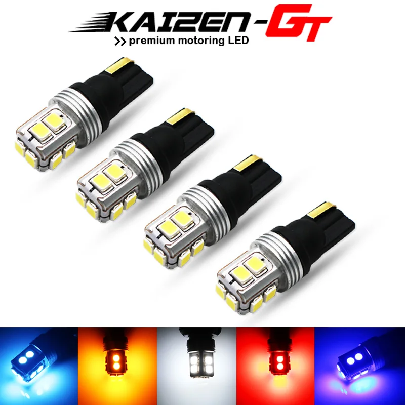 

4pcs Error Free T10 W5W 168 194 10-SMD LED Bulbs For Car Interior Lights, Clearance Parking Lights, License plate lights 12V