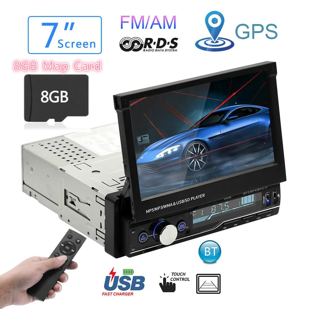 gps-map-mp5 Автомагнитола Mp5 Плеер MP3 Авторадио Bluetooth RDS " 1 Din gps аудио стерео Авто складной экран FM/AM Зеркало Ссылка - Цвет: gps-map-mp5