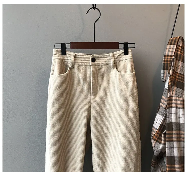Corduroy Pants Women Winter Autumn Thick Casual Trousers High Waist Straight Pant Full Length Harem Pants