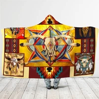 native skull hooded blanket 3d all over printed wearable blanket for men and women adults kids fleece blanket 02
