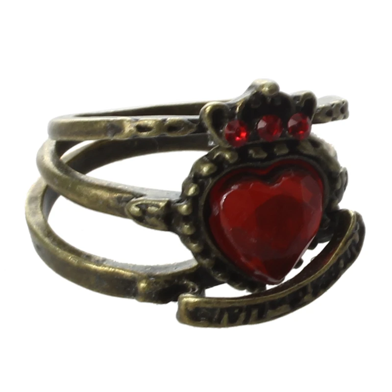 Новинка 3 шт. Ретро Винтаж красные стразы любовь сердце корона кольцо Королева