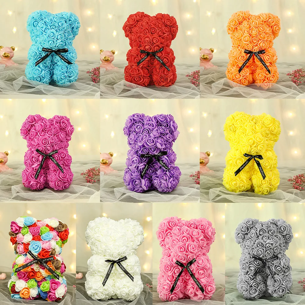 Новинка 2021 40 см плюшевый мишка розы искусственные цветы медведь из полиэтилена