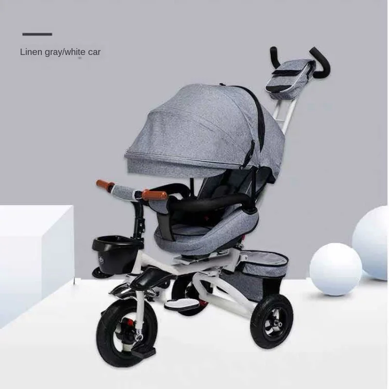 2020 Folding Armchair Safety Child Tricycle Pedal Car Rotating 1-3-6 Years Old Baby Stroller Baby Light Bike 2 in 1 trike