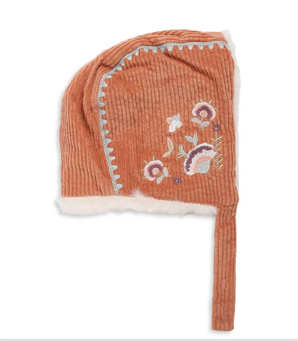 velvet hat red Lou& M/Детские платья; Новинка г.; осенне-зимнее вельветовое платье с цветочной вышивкой для девочек; Модная одежда для маленьких детей - Цвет: velvet hat red