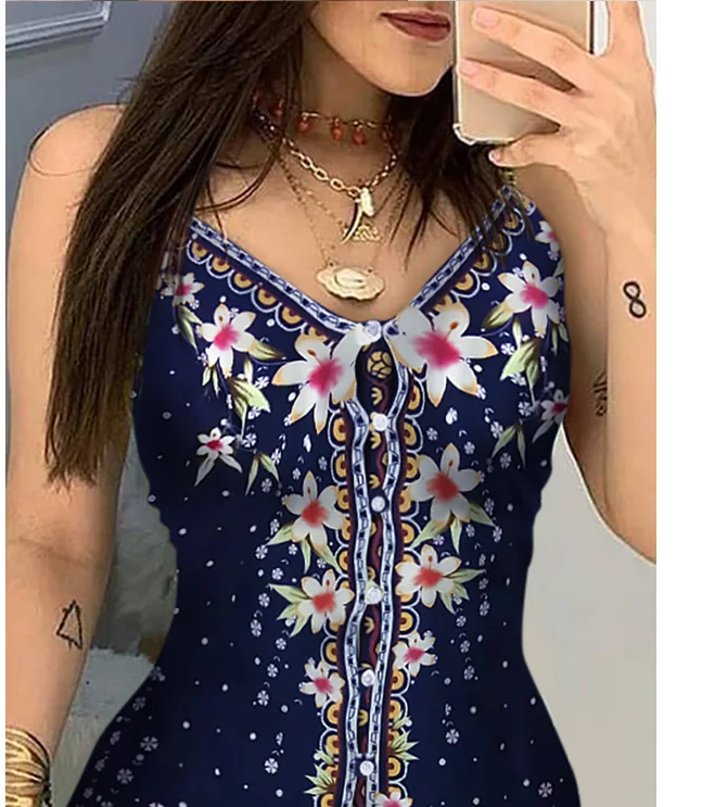 

Summer sleeveless printed dress women
