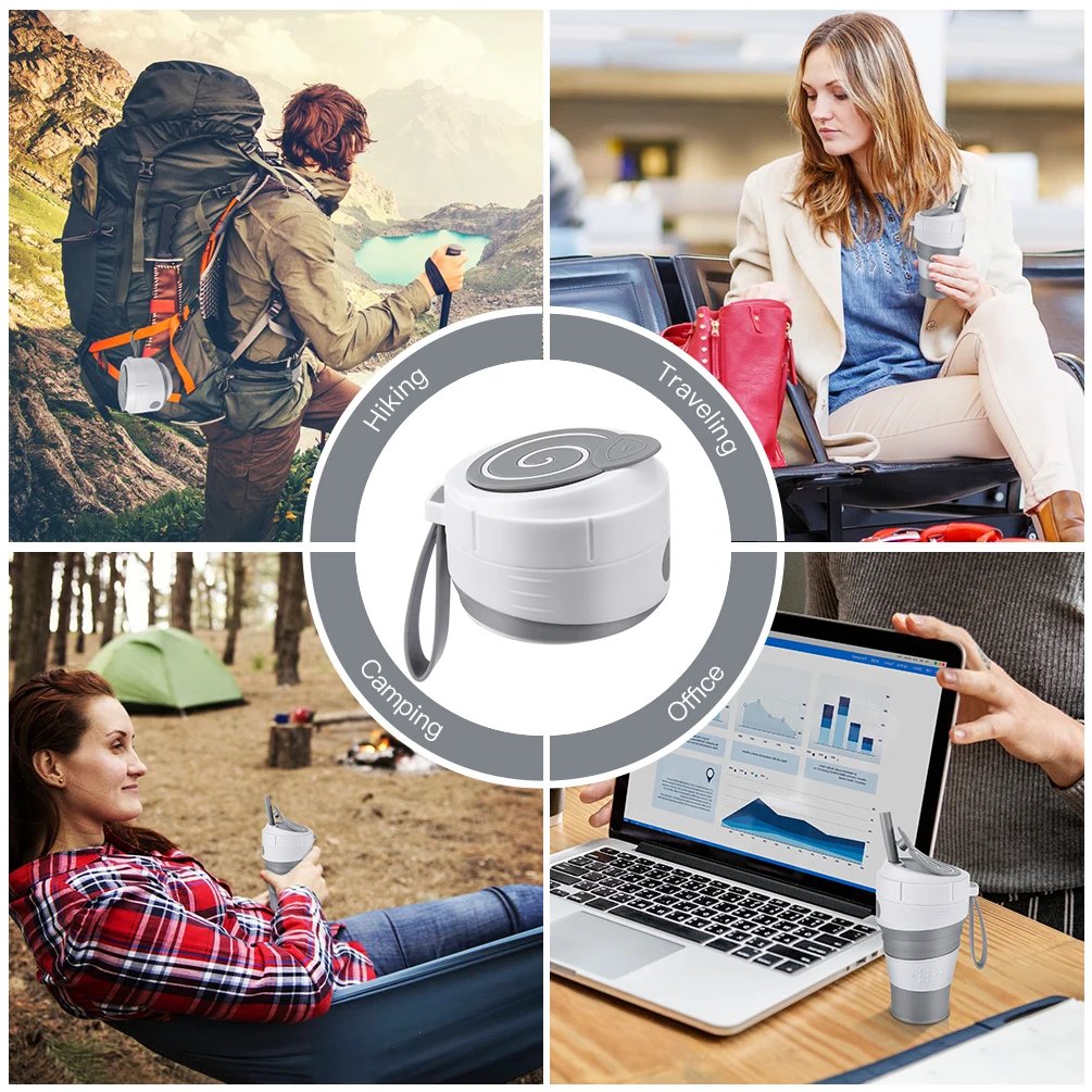 450 мл силиконовая складная чашка кофейная кружка для путешествий с герметичной