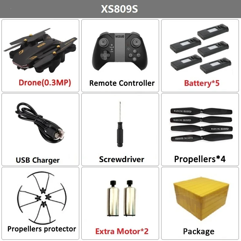 Set6 0.3MP 5B F 2M VISUO XS809S(XS809HW модернизированный) складной Радиоуправляемый Дрон с широкоугольной HD камерой 720P FPV Квадрокоптер один ключ возврат мини Дрон дроны - Цвет: Set6 0.3MP 5B F 2M