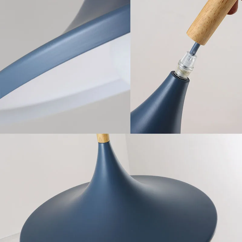 Современный подвесной светильник Железный Абажур деревянный светодиодный для