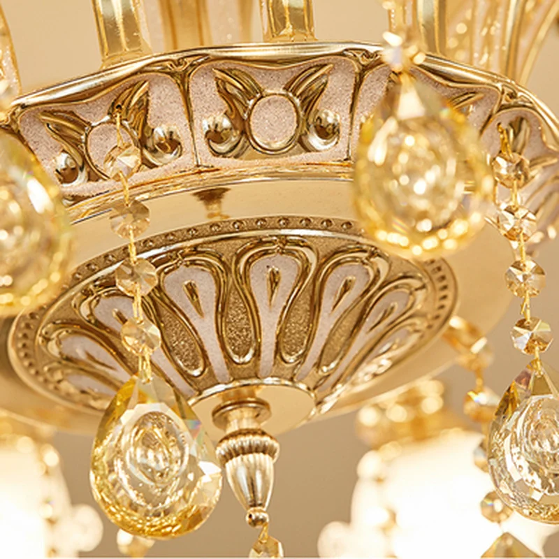 

French luxury crystal chandelier living room dining room European style led zinc alloy ceramic crystal lamp free shipping