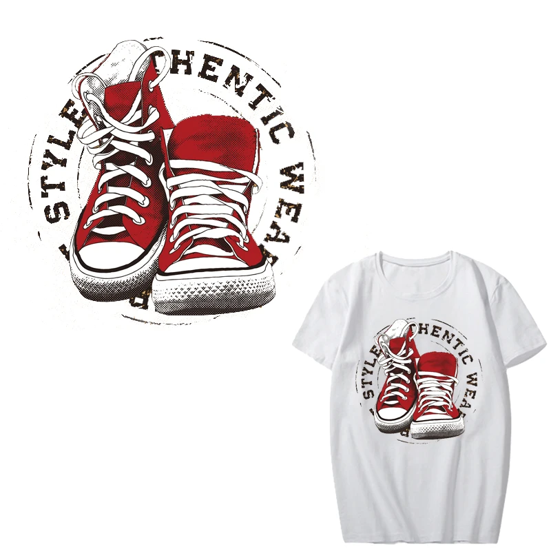 

Iron on Red Shoes Patches for Clothing DIY T-shirt Heat Transfer Vinyl Washable Stickers Letter Patch Appliques on Clothes Press