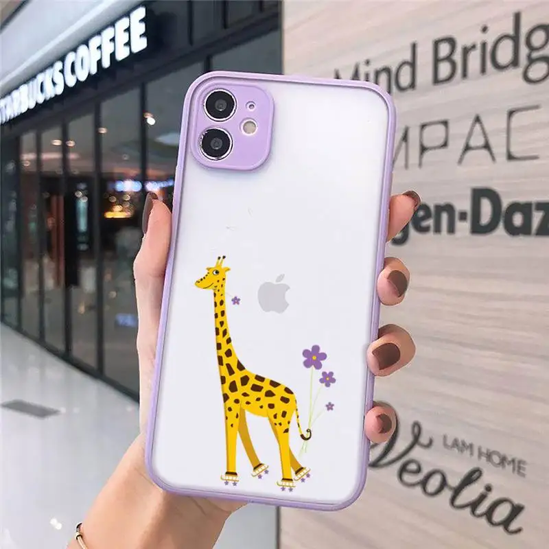 

Cute cartoon animal giraffe Phone Cases matte transparent For iphone 7 8 11 12 plus mini x xs xr pro max cover